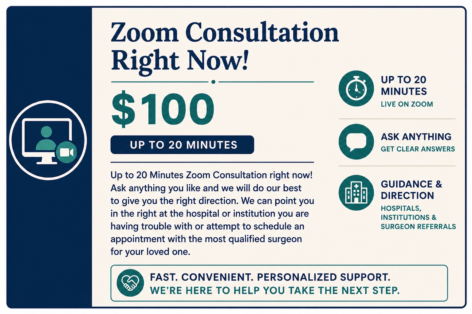 Zoom Consultation Right Now — $100, up to 20 minutes